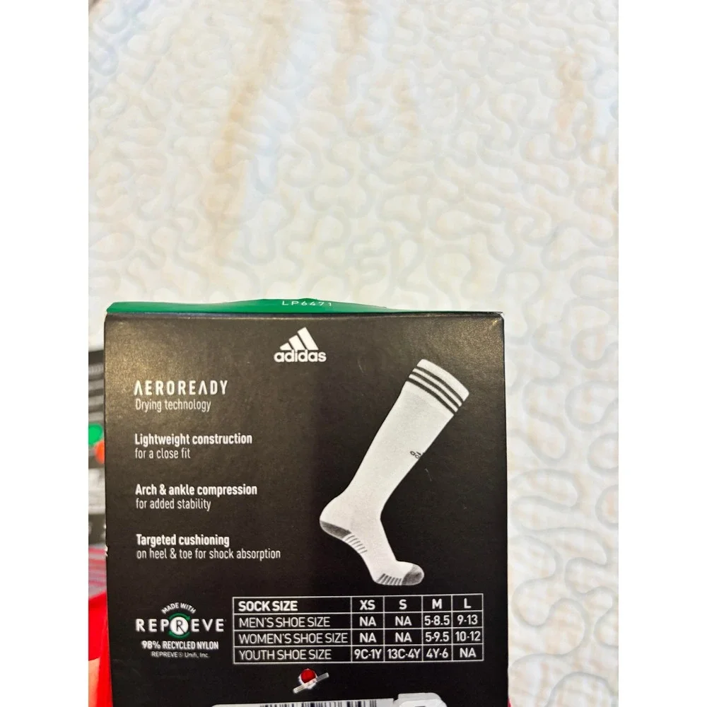 Adidas Copa Zone Soccer Socks Red White AEROREADY Cushioned 2 Pairs Mens Size M